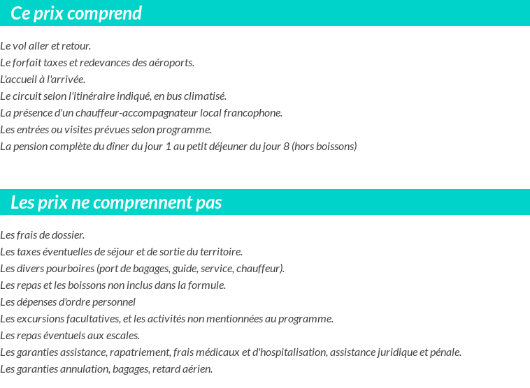 Conditions tarifaires