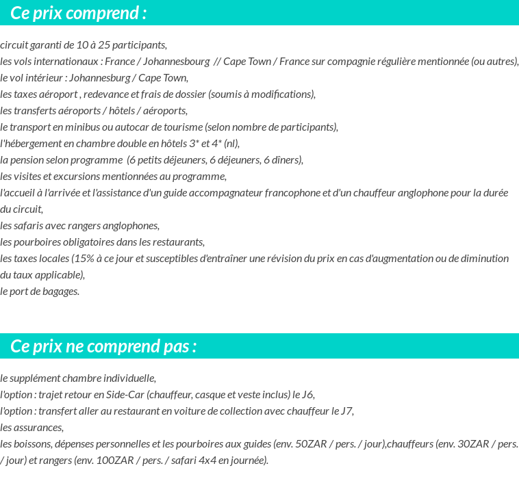Conditions tarifaires