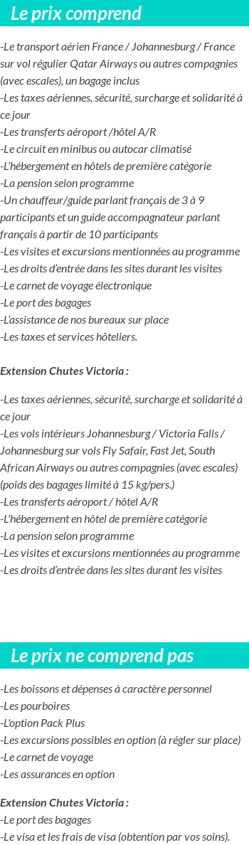 Conditions tarifaires