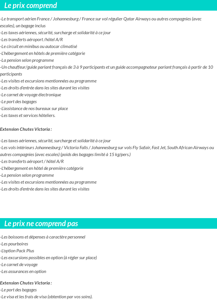 Conditions tarifaires