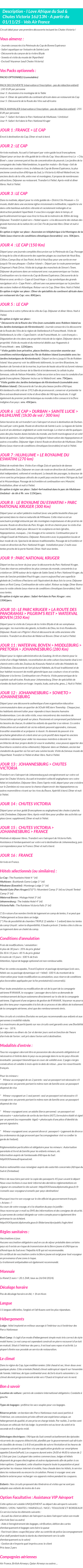Détails du séjour
