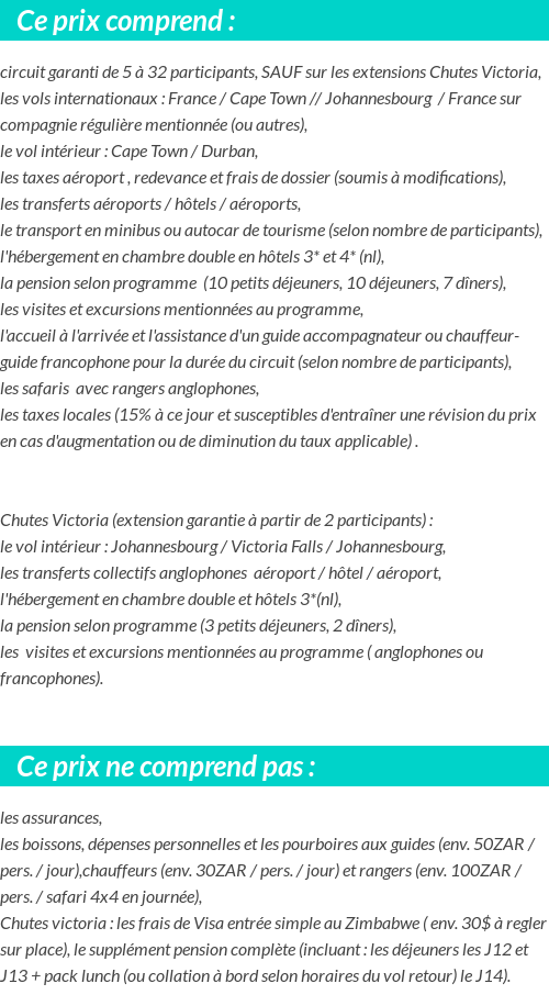 Conditions tarifaires