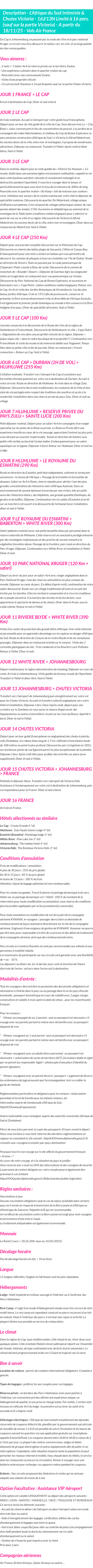 Détails du séjour