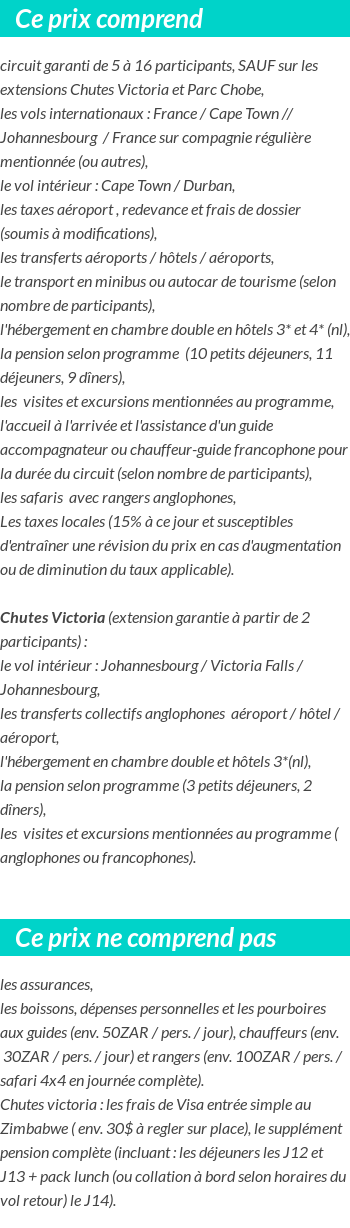 Conditions tarifaires