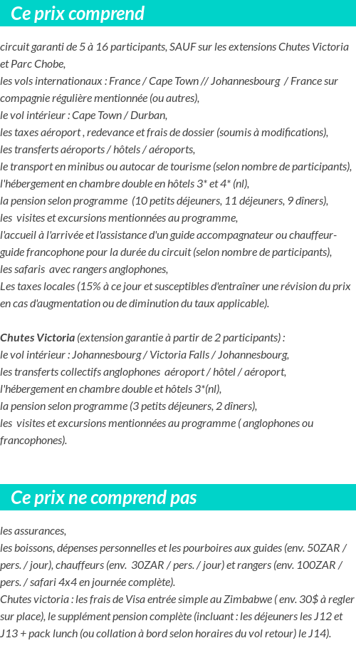 Conditions tarifaires