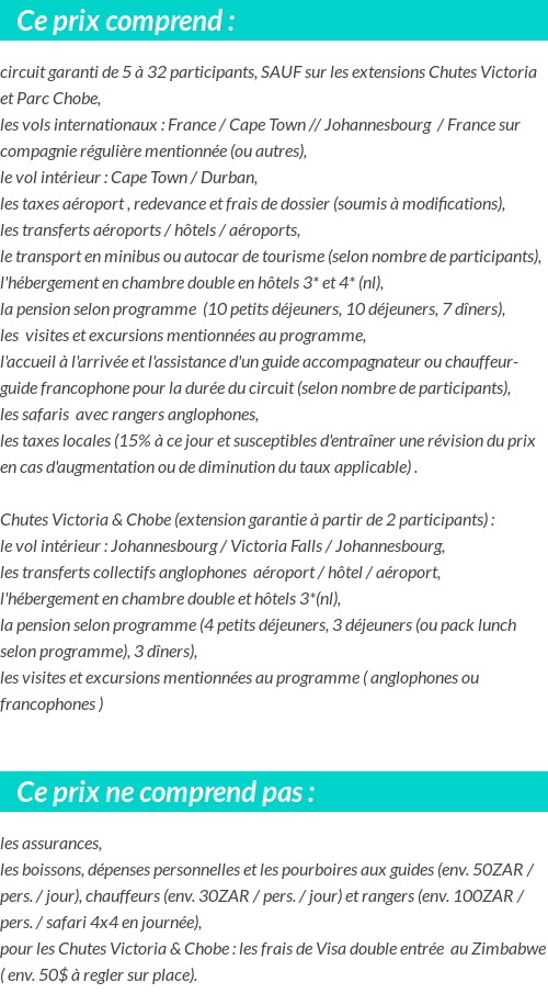 Conditions tarifaires