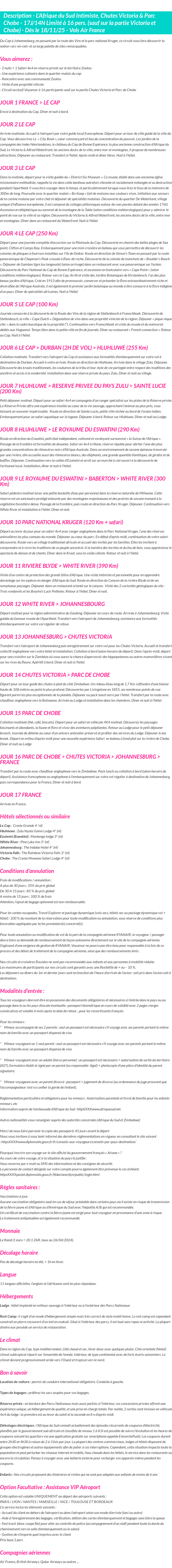Détails du séjour