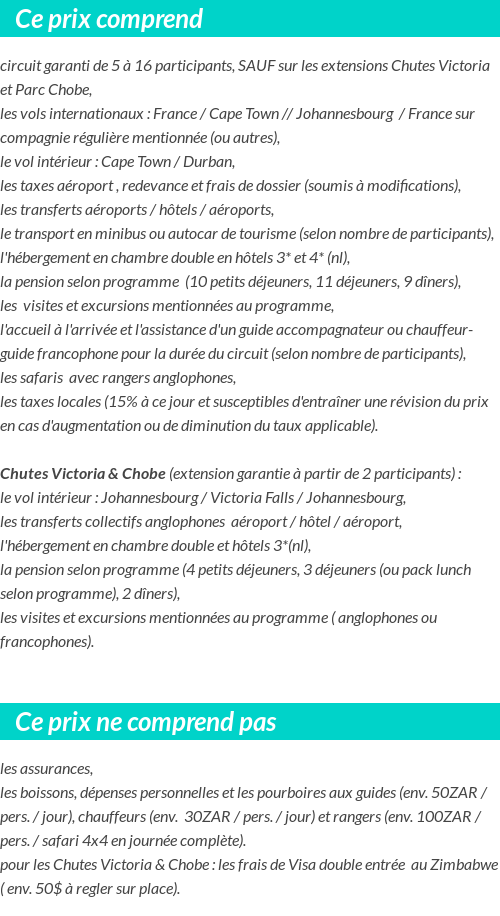 Conditions tarifaires