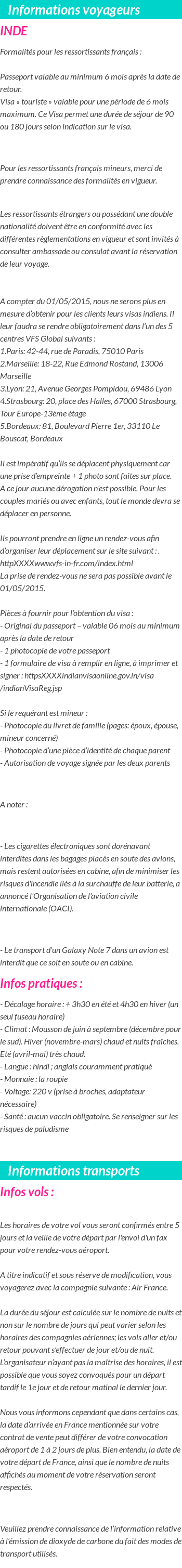 Formalités et infos voyageurs