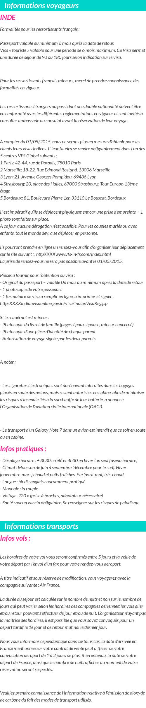 Formalités et infos voyageurs