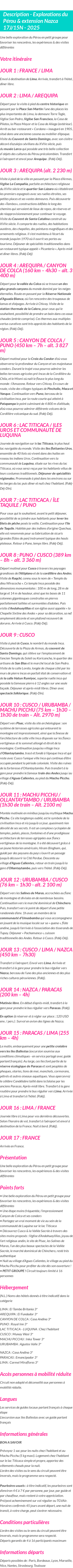 Détails du séjour