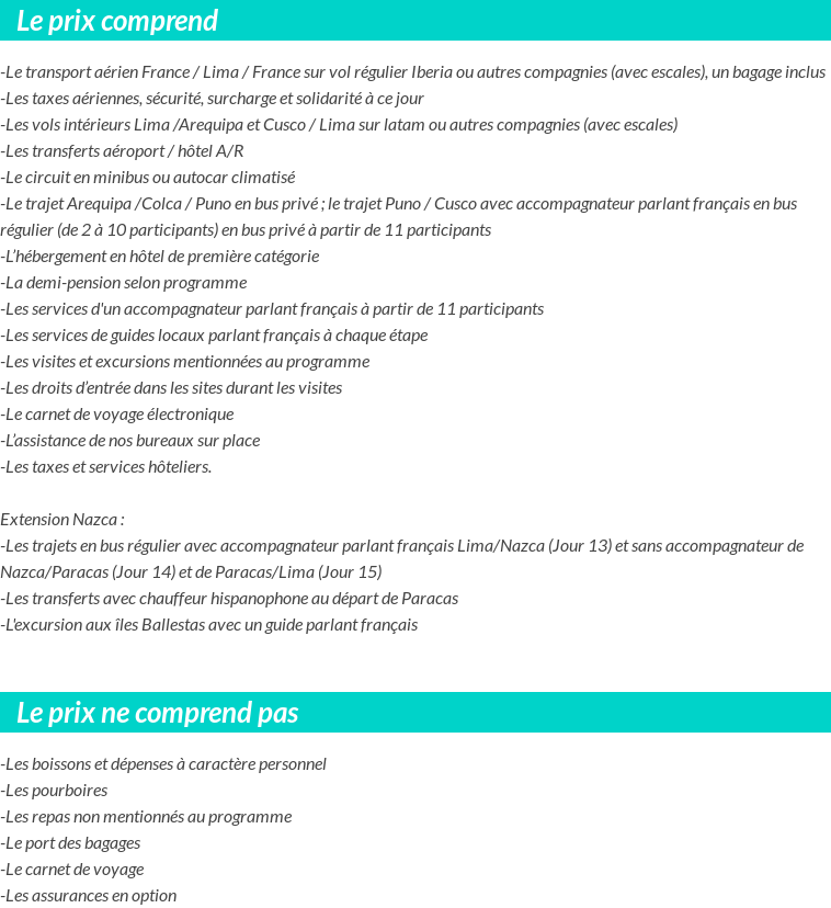 Conditions tarifaires