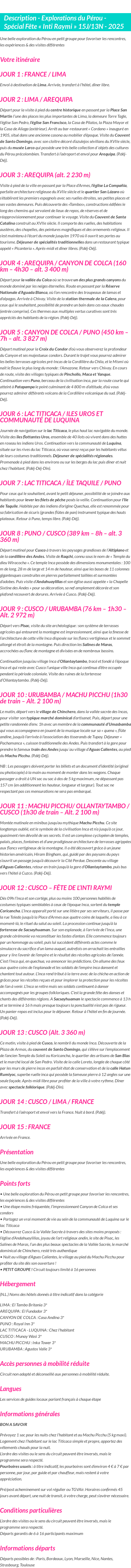 Détails du séjour