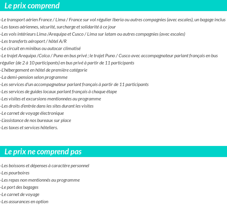 Conditions tarifaires