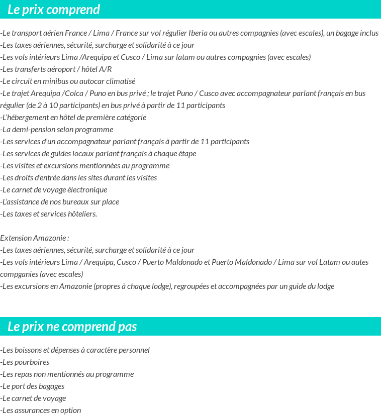 Conditions tarifaires