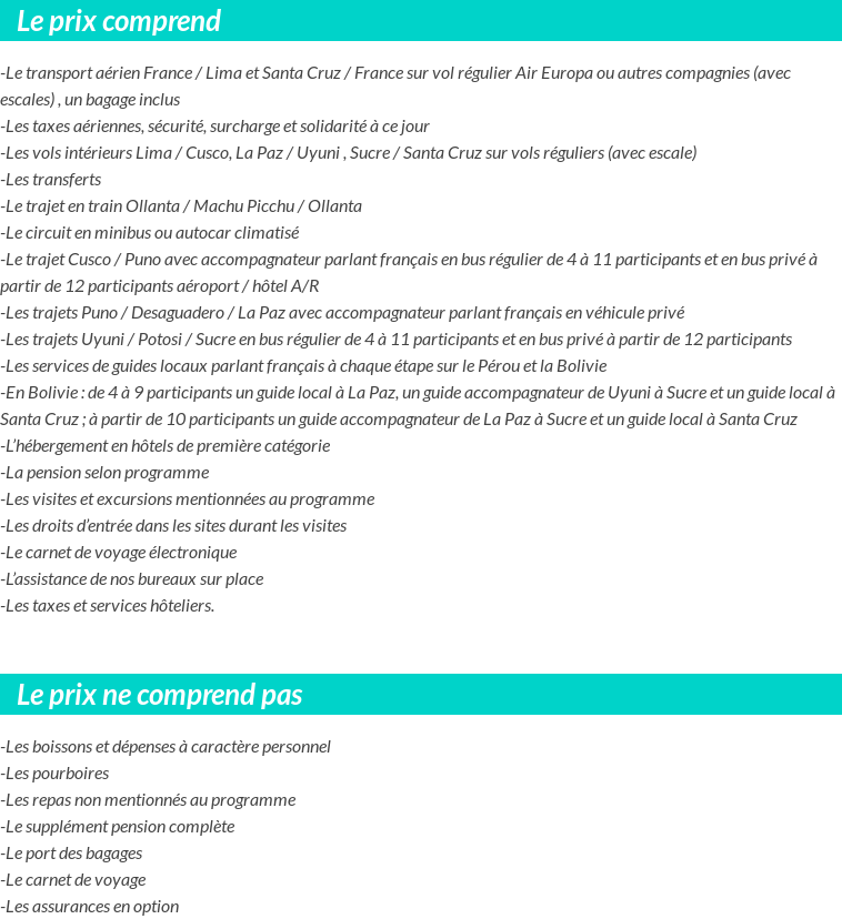 Conditions tarifaires