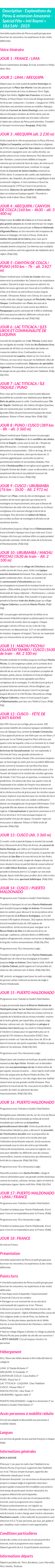 Détails du séjour