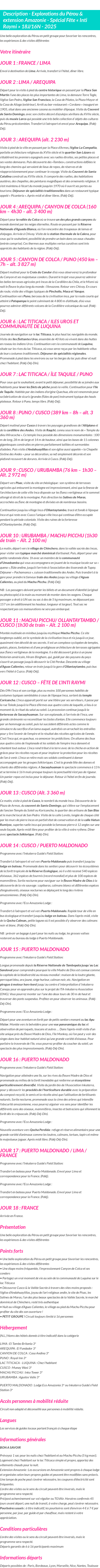 Détails du séjour