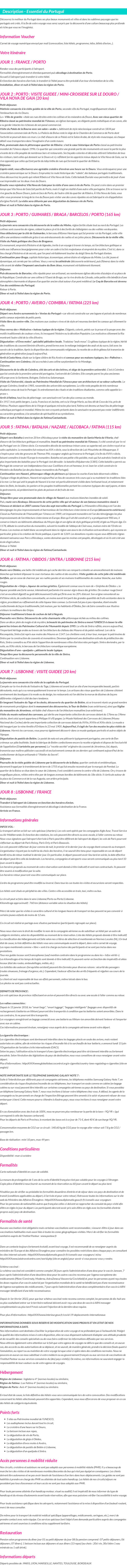 Détails du séjour