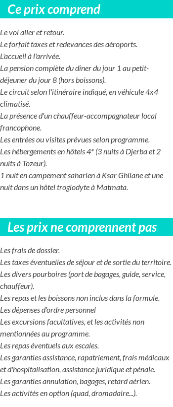 Conditions tarifaires