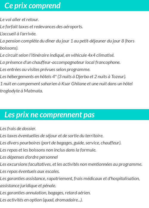 Conditions tarifaires