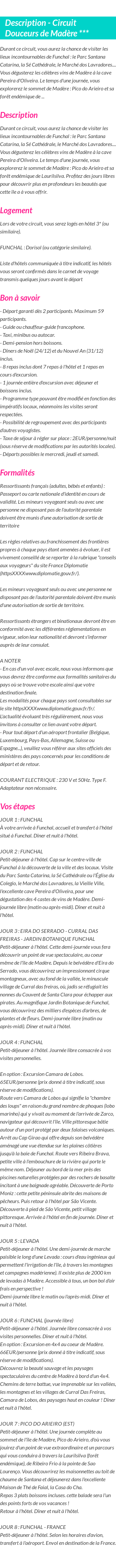 Détails du séjour