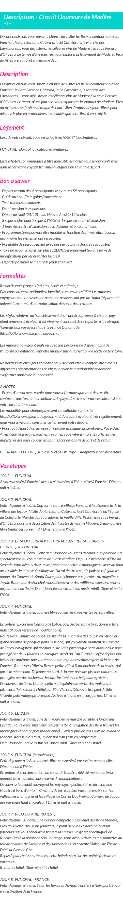 Détails du séjour