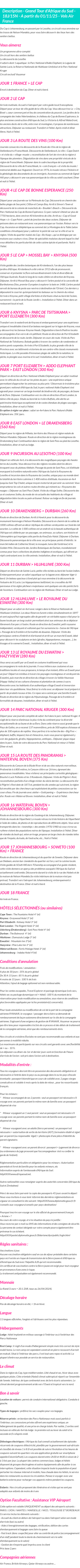Détails du séjour