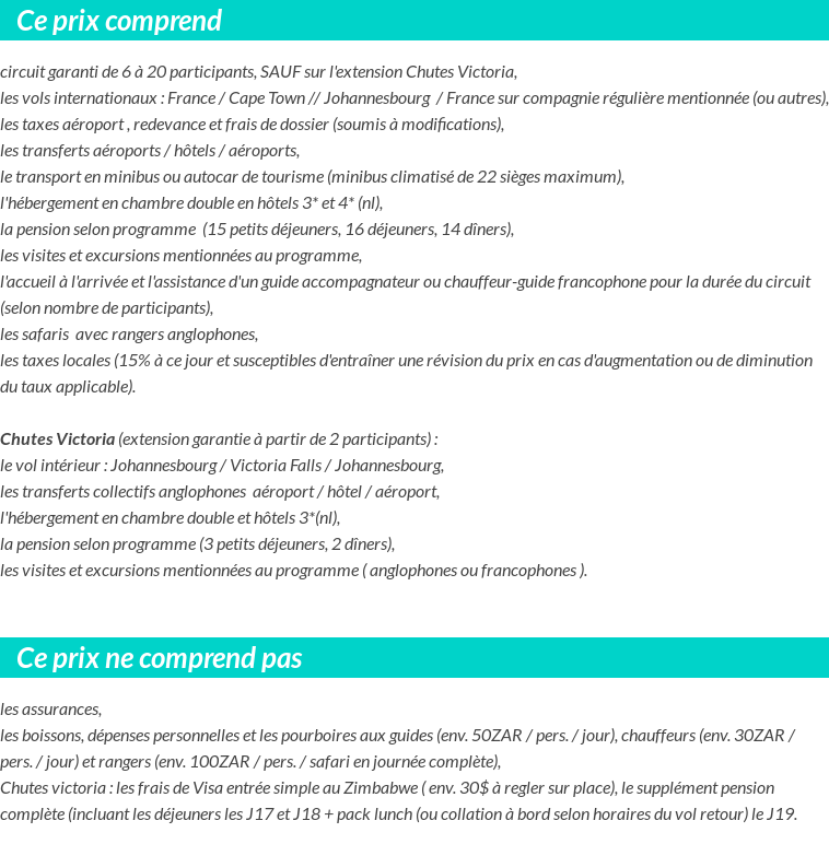 Conditions tarifaires