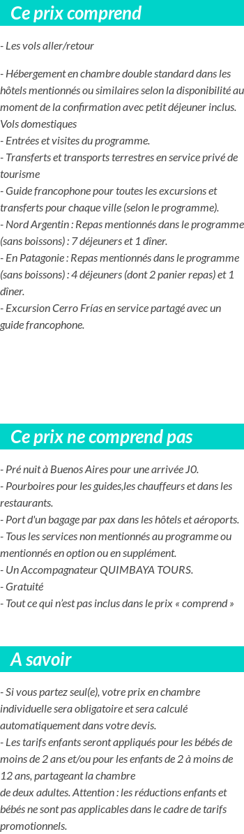 Conditions tarifaires