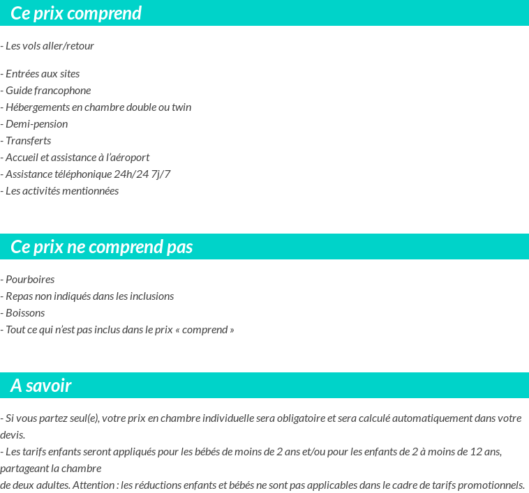 Conditions tarifaires