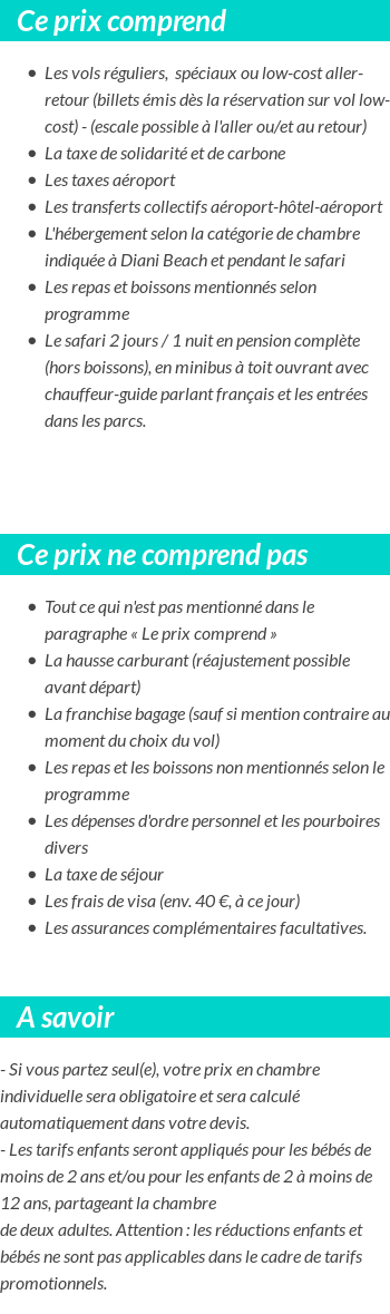 Conditions tarifaires