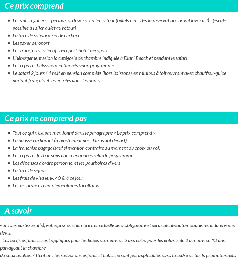Conditions tarifaires