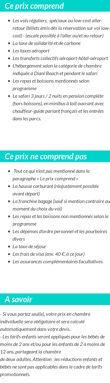 Conditions tarifaires