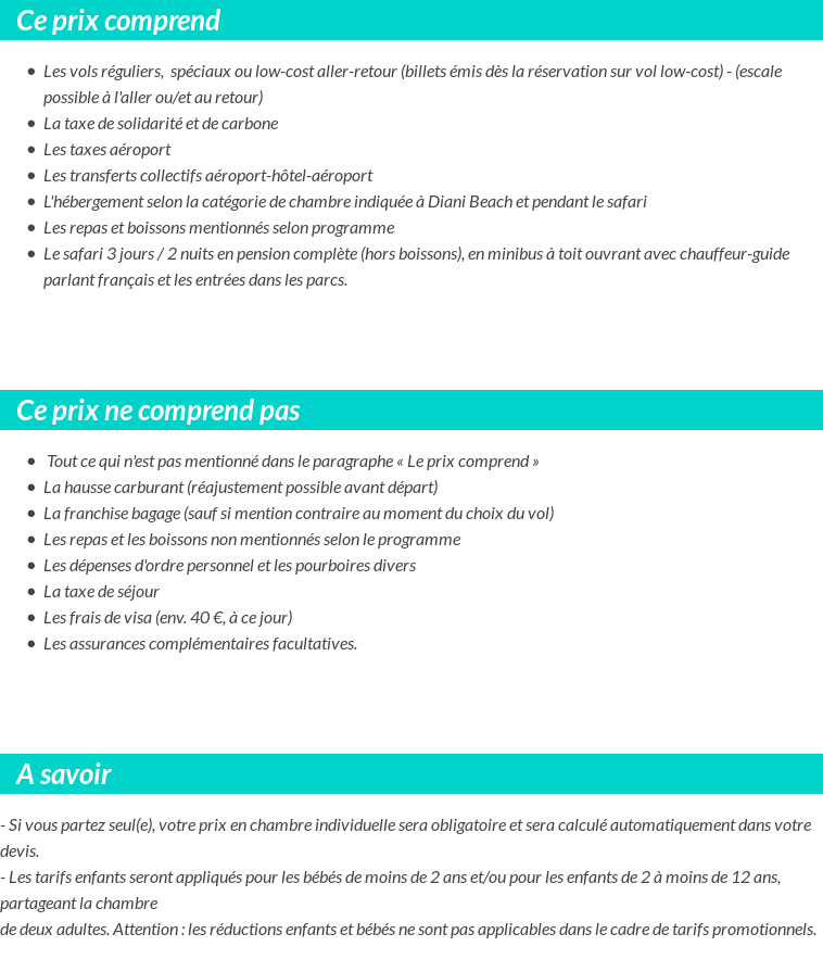 Conditions tarifaires