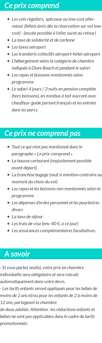 Conditions tarifaires