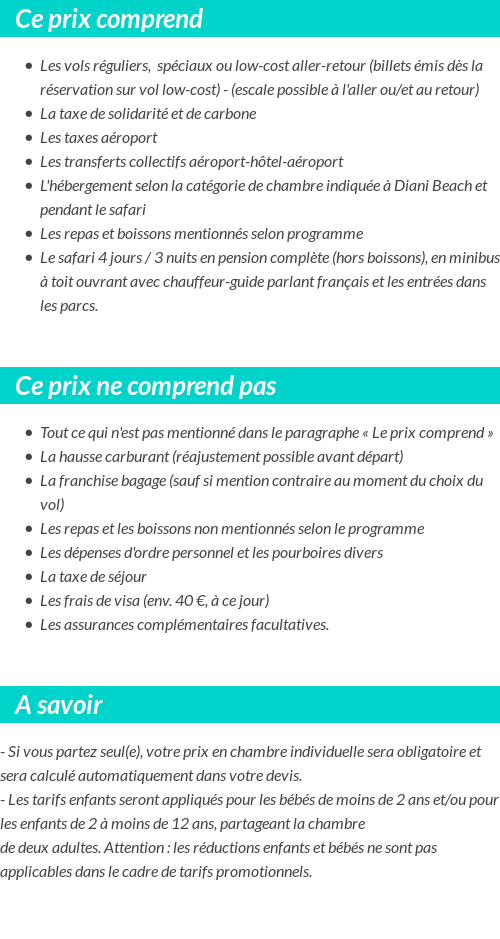 Conditions tarifaires