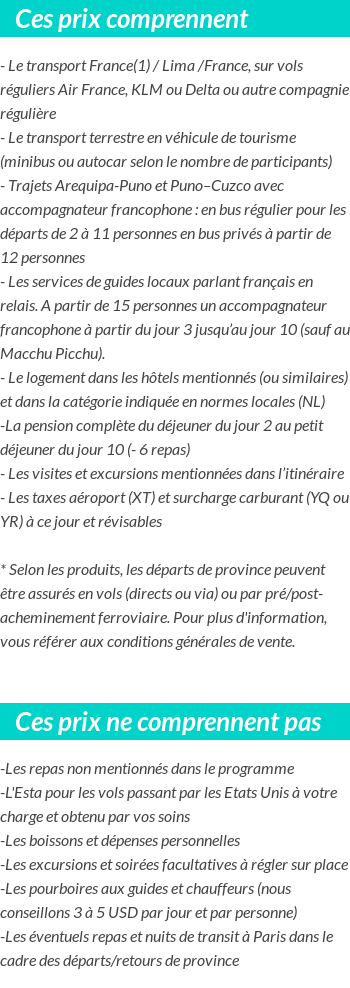 Conditions tarifaires