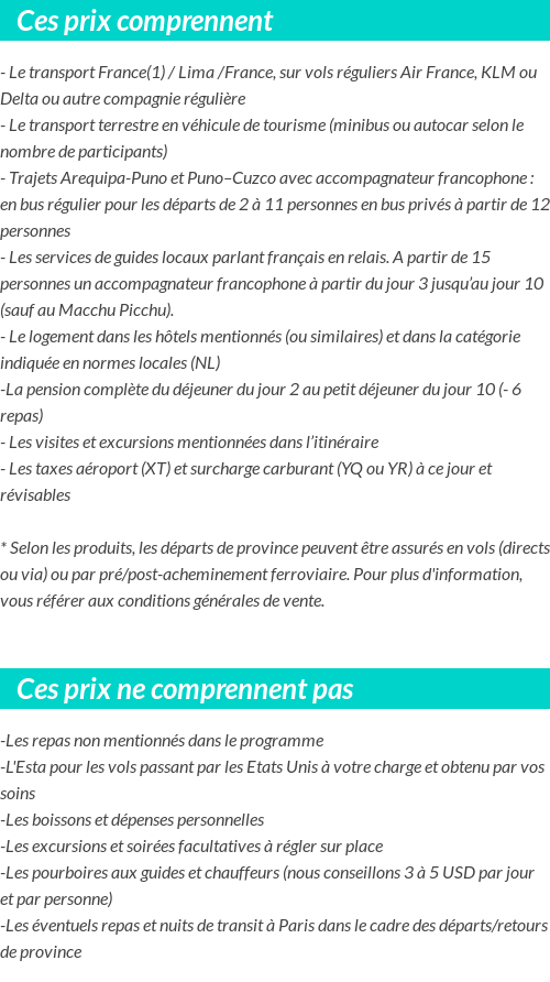 Conditions tarifaires