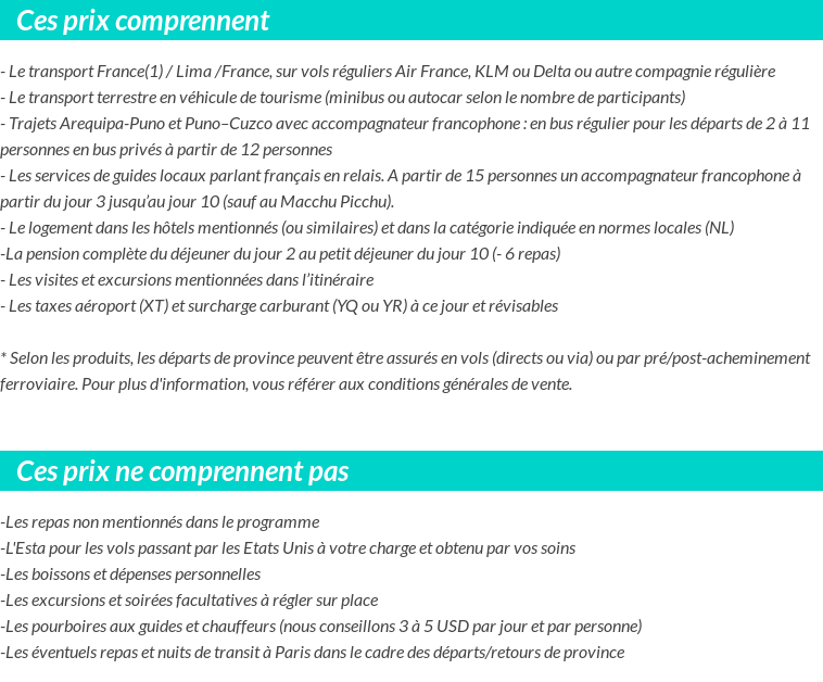 Conditions tarifaires