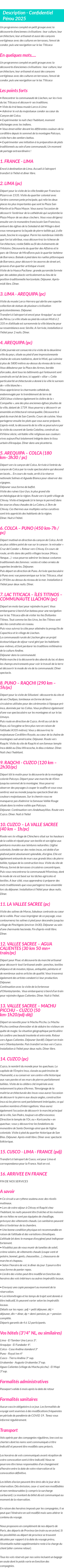 Détails du séjour