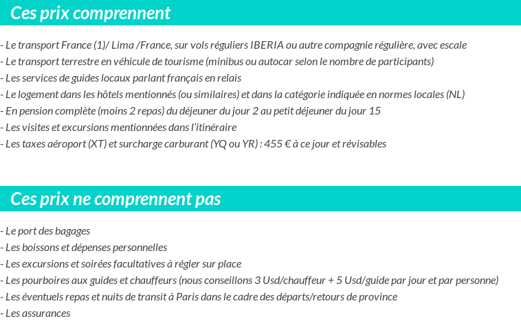 Conditions tarifaires