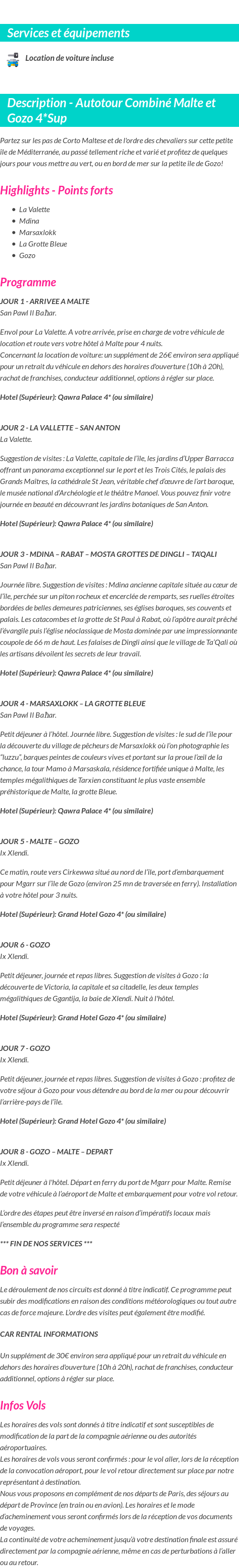 Détails du séjour