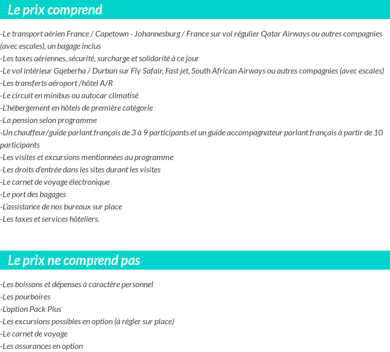 Conditions tarifaires