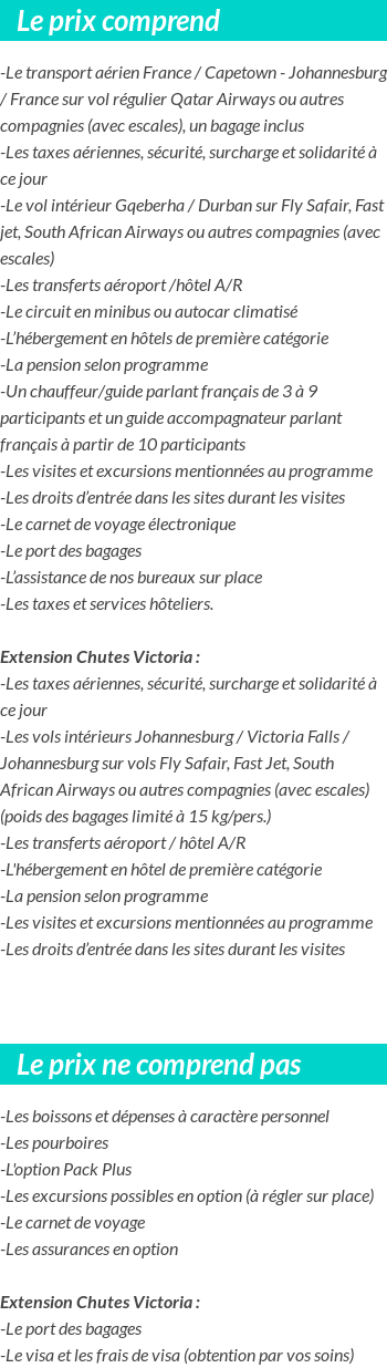 Conditions tarifaires