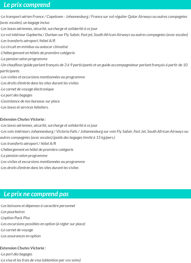Conditions tarifaires