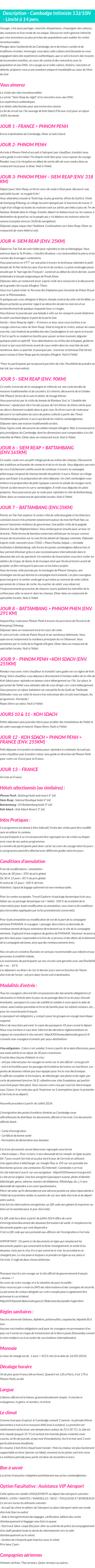 Détails du séjour