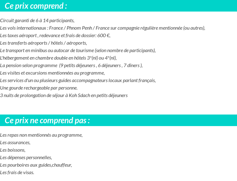 Conditions tarifaires