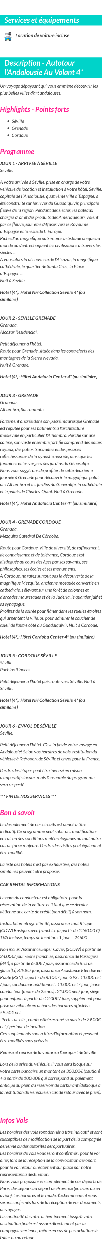 Détails du séjour