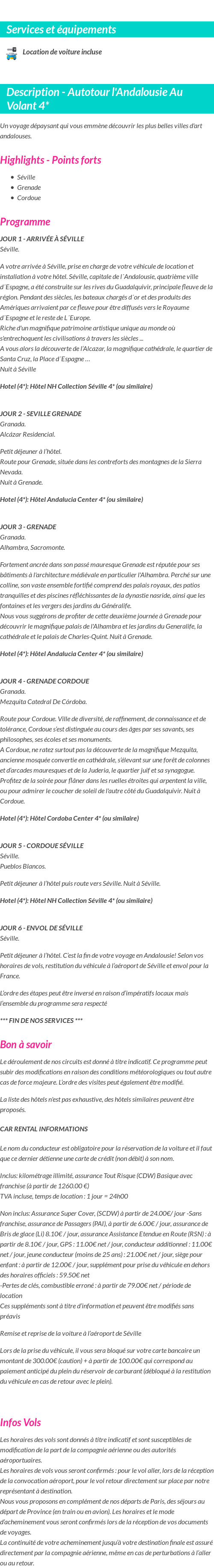 Détails du séjour